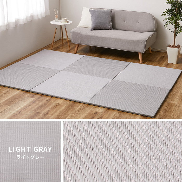 同色6枚セット 水拭きできる い草風 置き畳 綾模様 約65×65×2.5cm 半畳 縁なし フロア畳 ユニット畳 PP 滑り止め付き hig-159056152xの画像