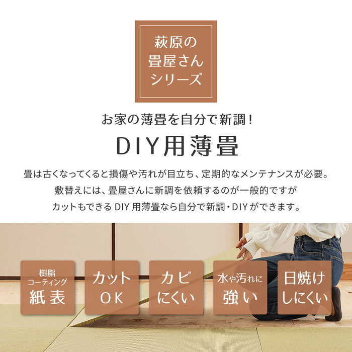 同色6枚セット の畳屋さんシリーズ DIY用 薄畳 樹 いつき 約82×82×1.3cm 3枚 敷き畳 置き畳 リフォーム DIY カットできる hig-159067260xの画像