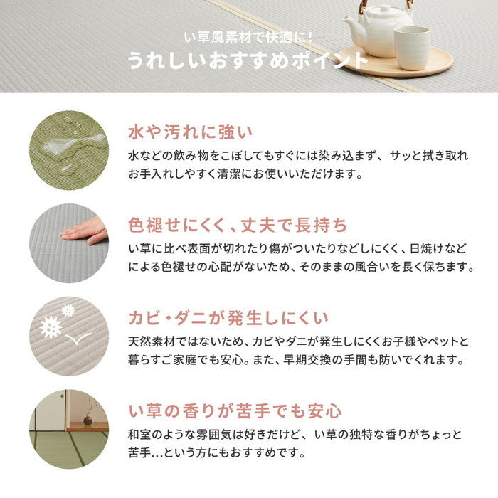 洗える い草風 カーペット 四条 団地間 2帖 2畳 PP ラグ ビニール風 上敷き ござ 畳の保護 hig-159070020xの画像