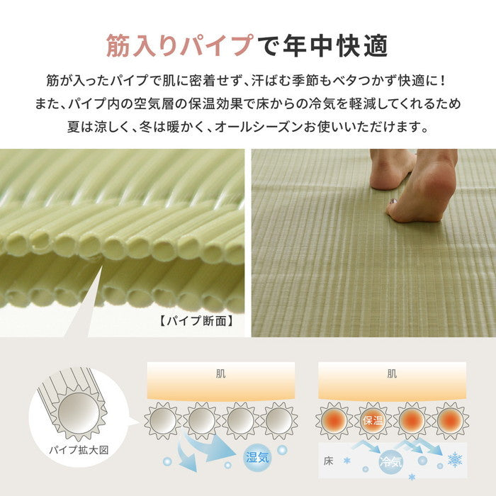 洗える い草風 カーペット 四条 36間 3帖 3畳 PP ラグ ビニール風 上敷き ござ 畳の保護 hig-159070130xの画像