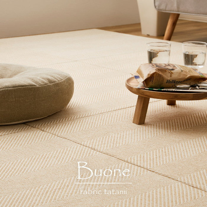 ファブリック置き畳 ボーナ 約82×82×2.5cm へリンボーン柄 カットできる 縁なし へりなし畳 フロア畳 ユニット畳 カラフル 可愛い 滑り止め付き hig-160900000xの画像