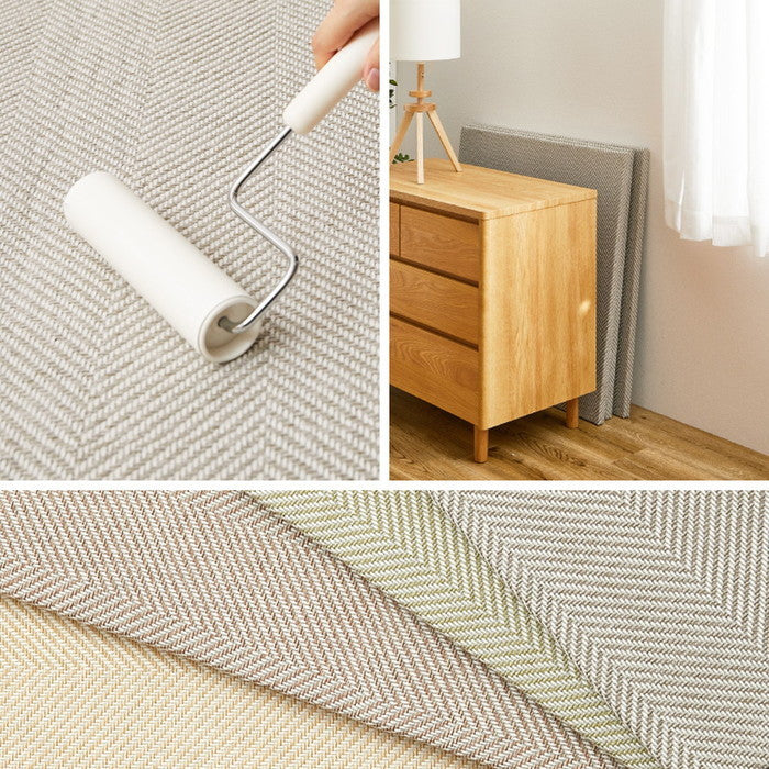 同色9枚セット ファブリック置き畳 ボーナ 約82×82×2.5cm 9枚入 へリンボーン柄 カットできる 縁なし へりなし畳 フロア畳 ユニット畳 カラフル 可愛い 滑り止め付き hig-160900070xの画像