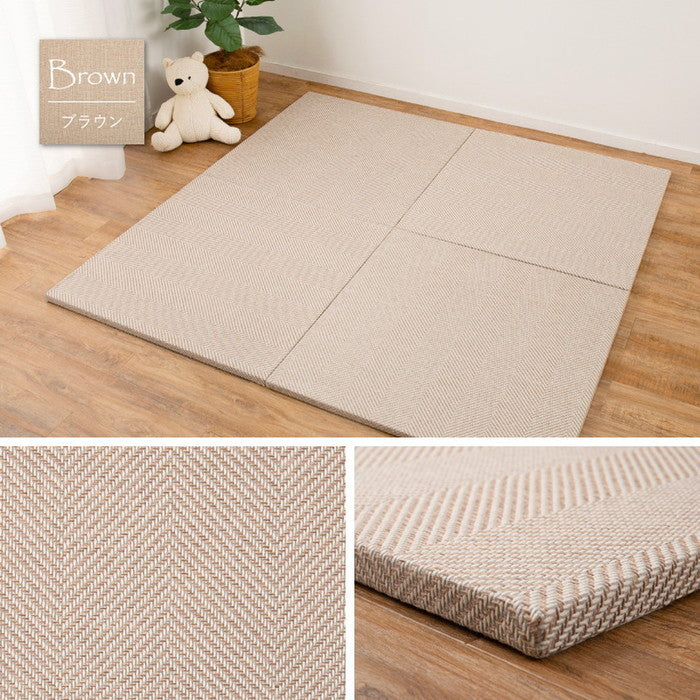 同色9枚セット ファブリック置き畳 ボーナ 約82×82×2.5cm 9枚入 へリンボーン柄 カットできる 縁なし へりなし畳 フロア畳 ユニット畳 カラフル 可愛い 滑り止め付き hig-160900070xの画像