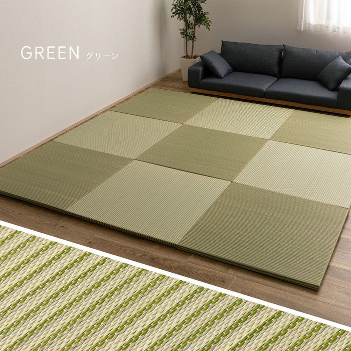 9枚セット い草×樹脂素材 ハイブリッド 置き畳 綾瀬 約82×82×2.5cm 9枚入り 異素材 丈夫 半畳 縁なし フロア畳 ユニット畳 PP 滑り止め付き hig-160900470xの画像