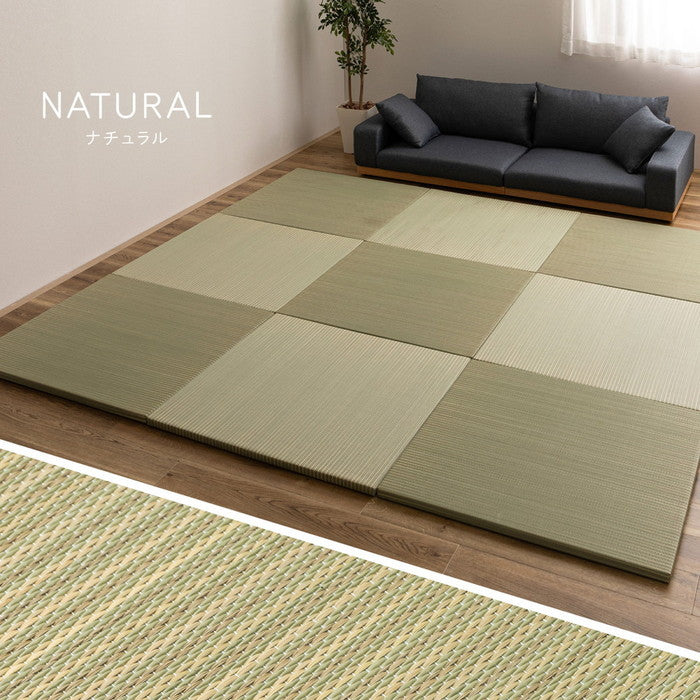 9枚セット い草×樹脂素材 ハイブリッド 置き畳 綾瀬 約82×82×2.5cm 9枚入り 異素材 丈夫 半畳 縁なし フロア畳 ユニット畳 PP 滑り止め付き hig-160900470xの画像