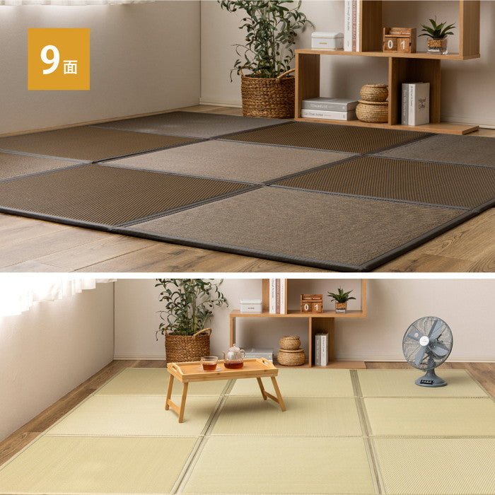 水拭きできる い草風 置き畳 連結畳 綾模様 9面 約225×225×1.1cm 4.5帖 4.5畳 マットレス 折りたためる hig-160900700xの画像