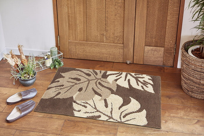玄関マット アラカイ 約45×75cm ブラウン グリーン hig-240001204xの画像