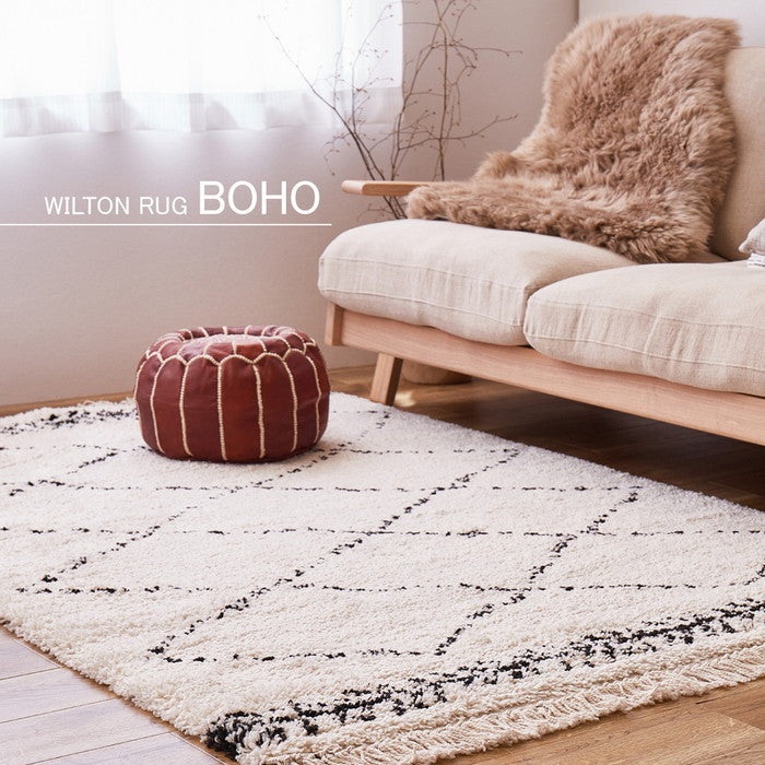 ウィルトンラグ BOHO 約100×150cm ベニワレン風 モロッコ風 モロッカンラグ ふかふか シャギー ベルギー製 hig-240623650xの画像