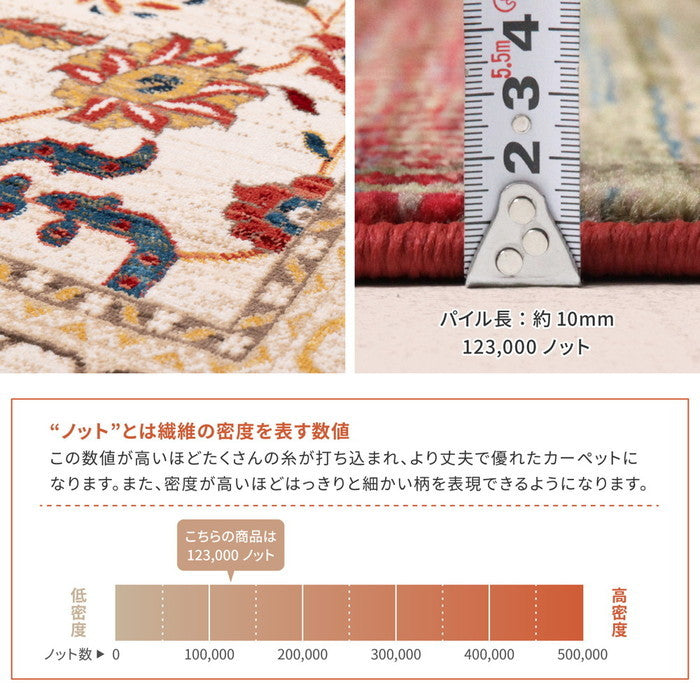 ウィルトンラグ RAKKAS ラッカス 約100×150cm ウィルトン織 カーペット ギャッベ風 民族柄 絨毯 オールシーズン hig-240624207xの画像