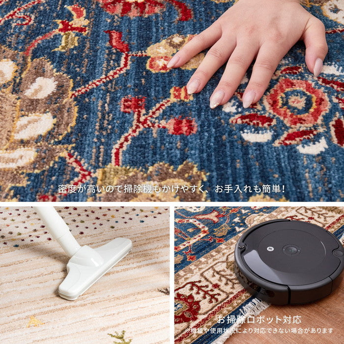 ウィルトンラグ RAKKAS ラッカス 約100×150cm ウィルトン織 カーペット ギャッベ風 民族柄 絨毯 オールシーズン hig-240624207xの画像