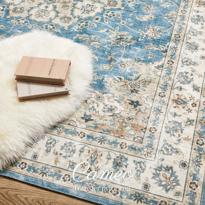 転写プリントラグ カメオ 約130×190cm フランネル 洗える 滑り止め付き hig-240627000xの画像