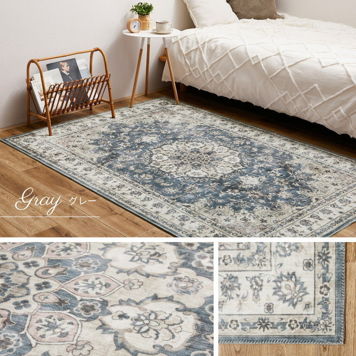 転写プリントラグ カメオ 約230×230cm フランネル 洗える 手洗いOK 滑り止め付き hig-240627003xの画像