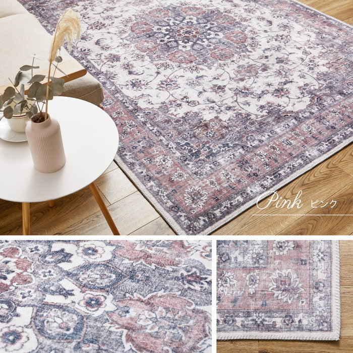 転写プリントラグ カメオ 約230×330cm フランネル 洗える 手洗いOK 滑り止め付き hig-240627004xの画像