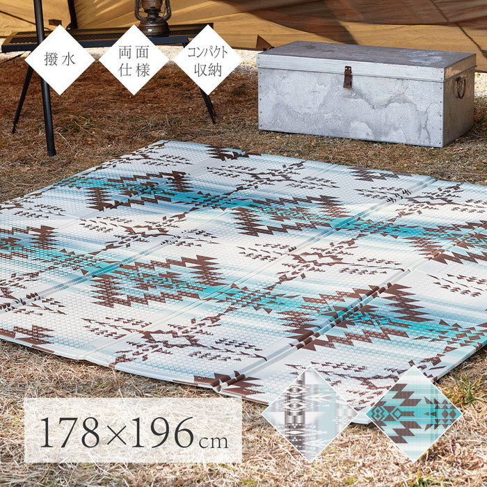 折りたたみ アウトドアマット エクスキリム 約178×196cm コンパクト収納 水拭きOK 撥水 両面 リバーシブル hig-240632402xの画像