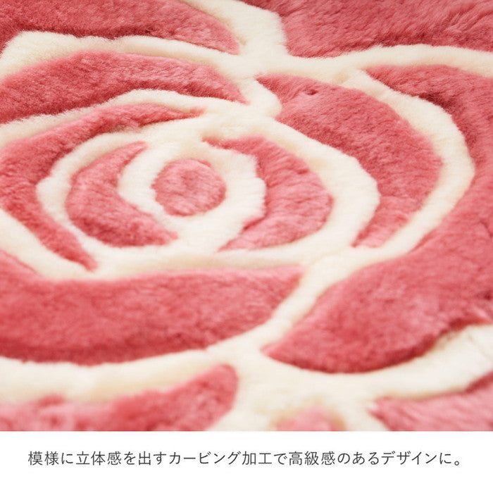 ムートンクッション M-2000 約40×38cm ローズクッション 薔薇 バラ 馬蹄クッション 紐付き 座布団 羊毛 hig-240637701xの画像
