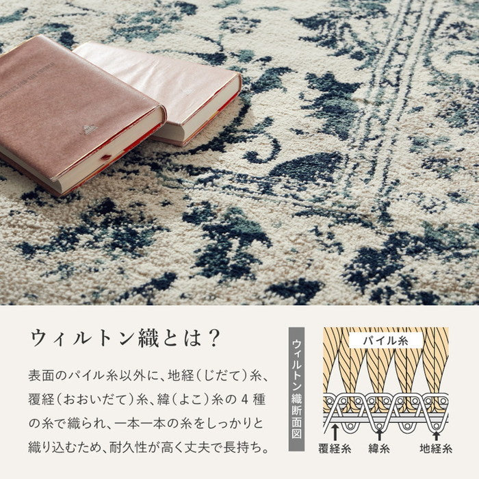 ウィルトンラグ カマル 約200×250cm ウィルトン織 オリエンタル アンティーク ホットカーペット対応 床暖房対応 エジプト製 hig-240639902xの画像