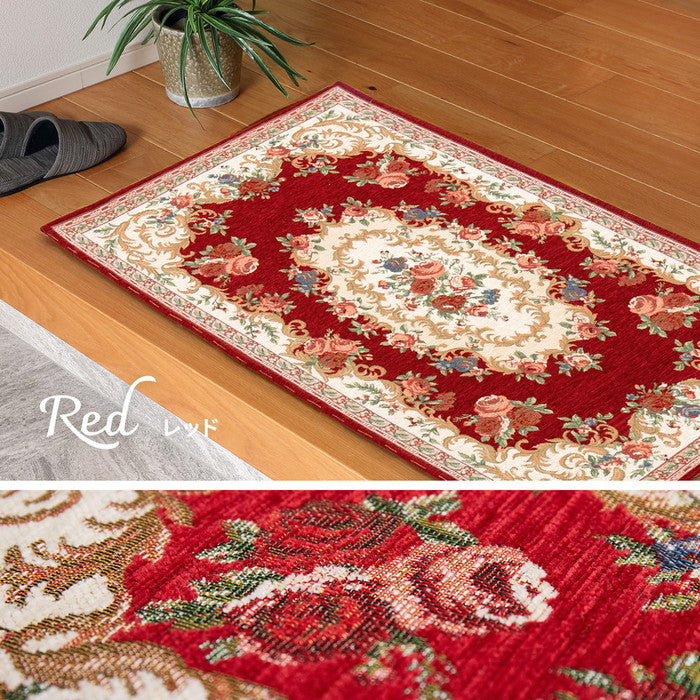 ゴブラン織 玄関マット ザイン 約68×120cm 滑り止め 室内 花柄 絨毯柄 hig-270005621xの画像