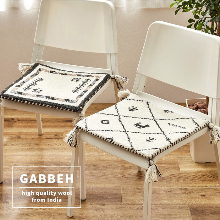 ギャッベ チェアパッド 約40×40cm ギャベ GABBEH D21 D22 D23 D24 ウール 羊毛 チェアマット 座布団 正方形 hig-270034700xの画像