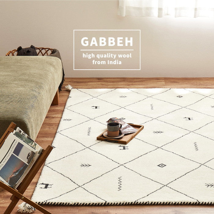 ギャッベ ラグ 約140×200cm ギャベ GABBEH D21 D22 D23 D24 ウール 羊毛 アクセントラグ ホットカーペット対応 床暖房対応 hig-270034750xの画像