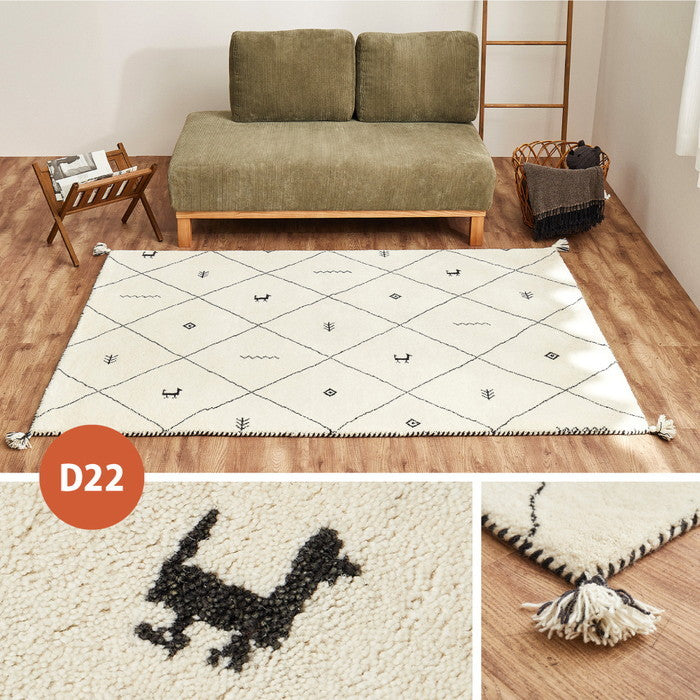 ギャッベ ラグ 約140×200cm ギャベ GABBEH D21 D22 D23 D24 ウール 羊毛 アクセントラグ ホットカーペット対応 床暖房対応 hig-270034750xの画像