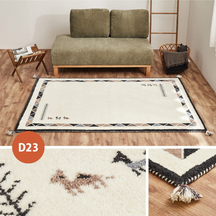 ギャッベ ラグ 約140×200cm ギャベ GABBEH D21 D22 D23 D24 ウール 羊毛 アクセントラグ ホットカーペット対応 床暖房対応 hig-270034750xの画像