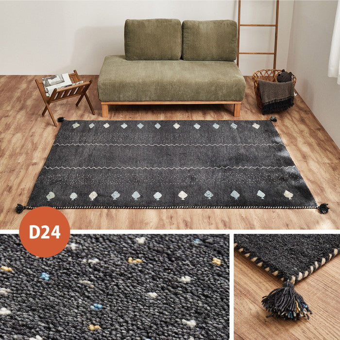 ギャッベ ラグ 約140×200cm ギャベ GABBEH D21 D22 D23 D24 ウール 羊毛 アクセントラグ ホットカーペット対応 床暖房対応 hig-270034750xの画像