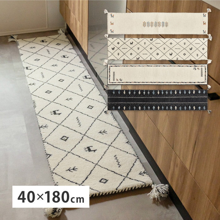 ギャッベ キッチンマット 約40×180cm ギャベ GABBEH D21 D22 D23 D24 ウール 羊毛 ロングマット アクセントマット hig-270034790xの画像