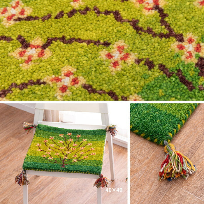 ギャッベ キッチンマット GABBEH A8 約40×240cm レッド グリーン hig-270075992xの画像