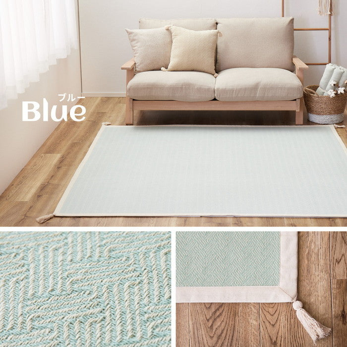 インド綿ラグ アルト 約90×185cm 洗濯機で洗える ボンディング ラグマット 滑り止め付き hig-270078901xの画像