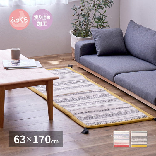 インド綿ラグ テラ 約63×170cm ふっくら 厚手 防音 ボンディング マット hig-270080551xの画像