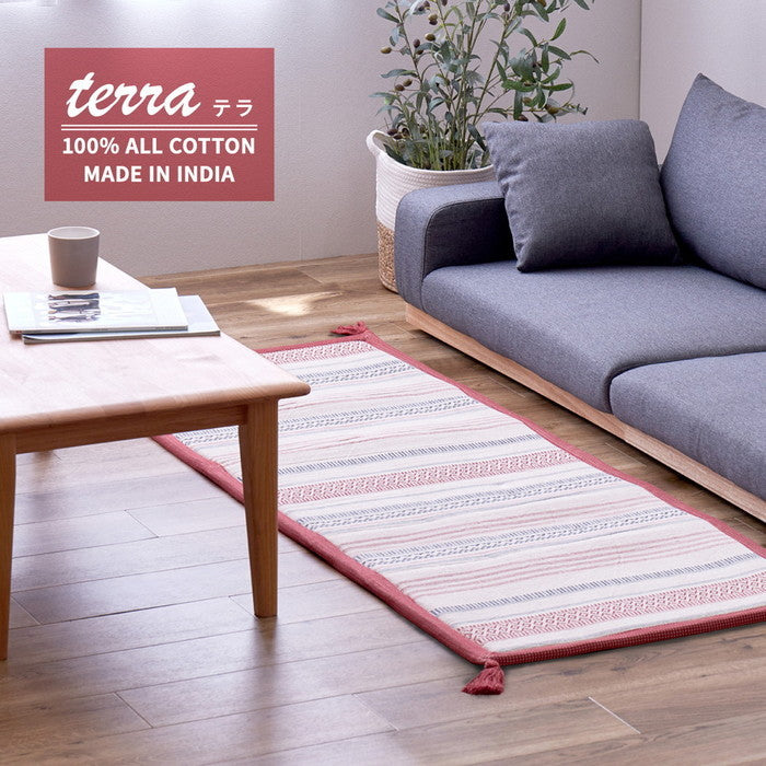 インド綿ラグ テラ 約63×170cm ふっくら 厚手 防音 ボンディング マット hig-270080551xの画像