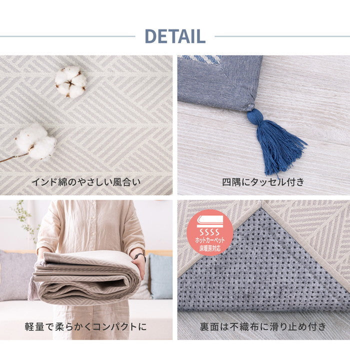 インド綿 ラグ クラック 約90×185cm 洗濯機で洗える 滑り止め hig-270080631xの画像