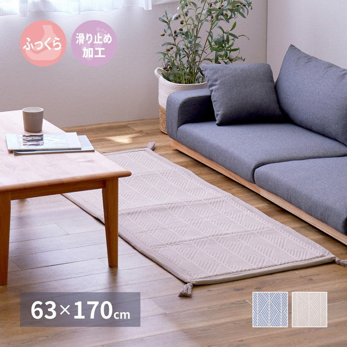 インド綿ラグ クラック 約63×170cm ふっくら 厚手 防音 ボンディング マット hig-270080651xの画像