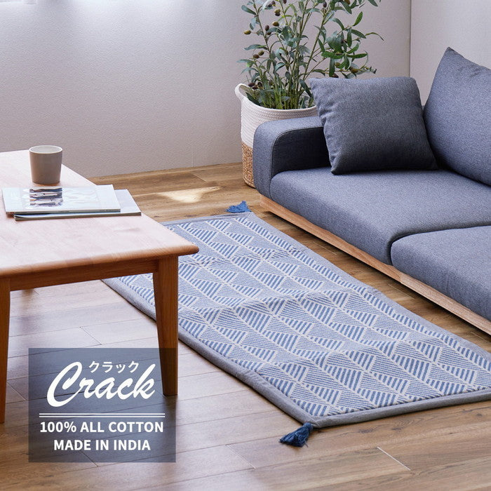 インド綿ラグ クラック 約63×170cm ふっくら 厚手 防音 ボンディング マット hig-270080651xの画像