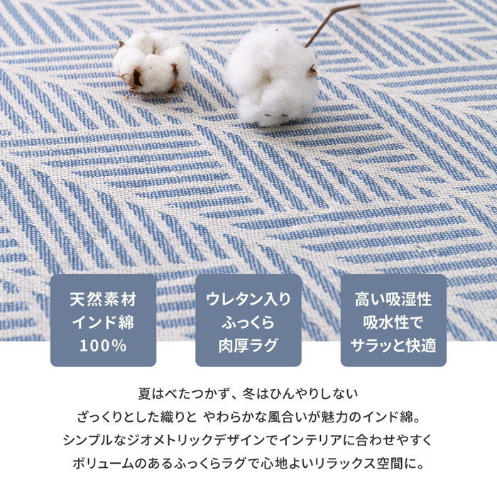 インド綿ラグ クラック 約63×170cm ふっくら 厚手 防音 ボンディング マット hig-270080651xの画像