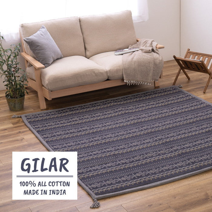 インド綿ラグ ジラル 約63×170cm ふっくら 厚手 ボンディング マット hig-270080831xの画像