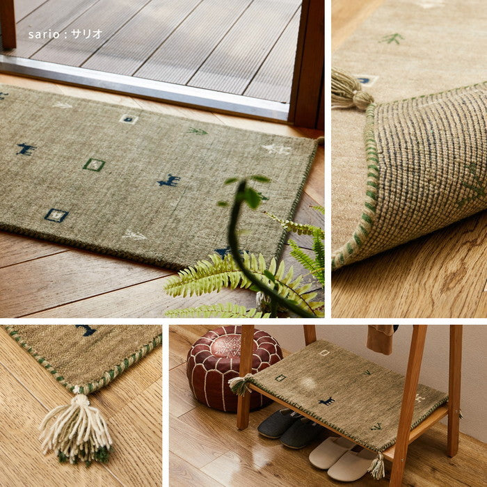 ギャッベ マット LORRI BUFF 約60×90cm ウール ギャベ GABBEH 羊毛 玄関マット アクセントマット hig-270082702xの画像