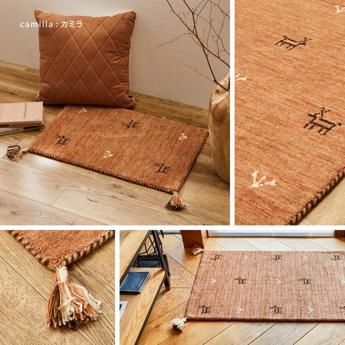ギャッベ マット LORRI BUFF 約60×90cm ウール ギャベ GABBEH 羊毛 玄関マット アクセントマット hig-270082702xの画像
