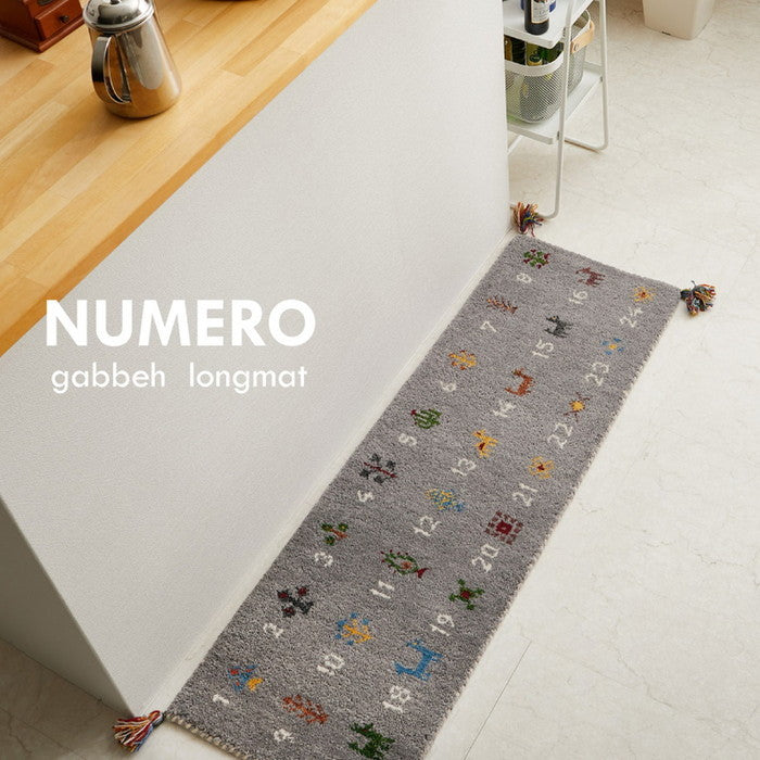 ギャッベ キッチンマット ヌメロ 約40×240cm ギャベ GABBEH ウール 羊毛 ロングマット アクセントマット hig-270084006xの画像