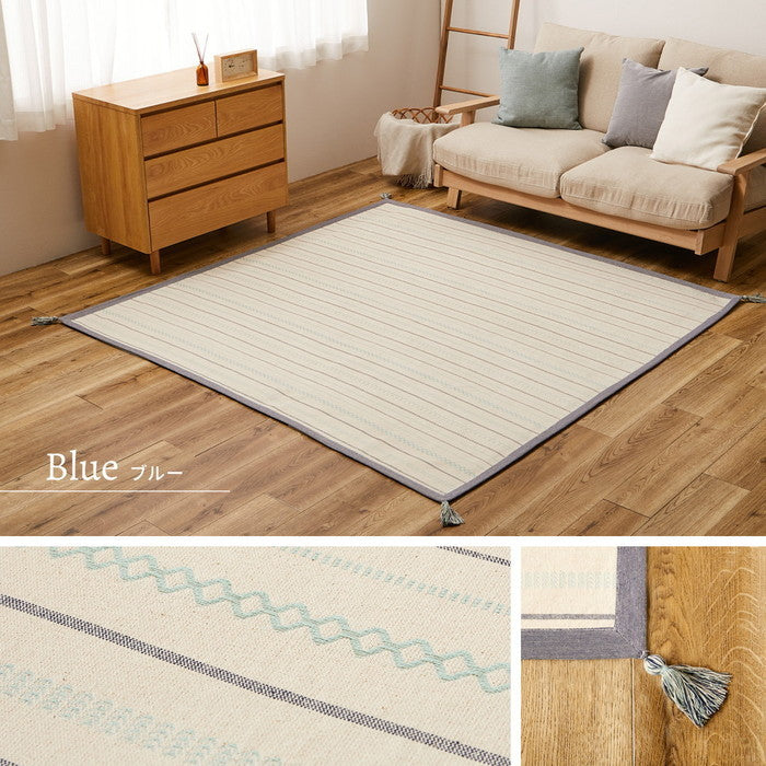 洗えるラグ インド綿ラグ ティック 約185×240cm 綿100％ コットン100％ ボンディングラグ 洗濯機で洗える オールシーズン hig-270091520xの画像