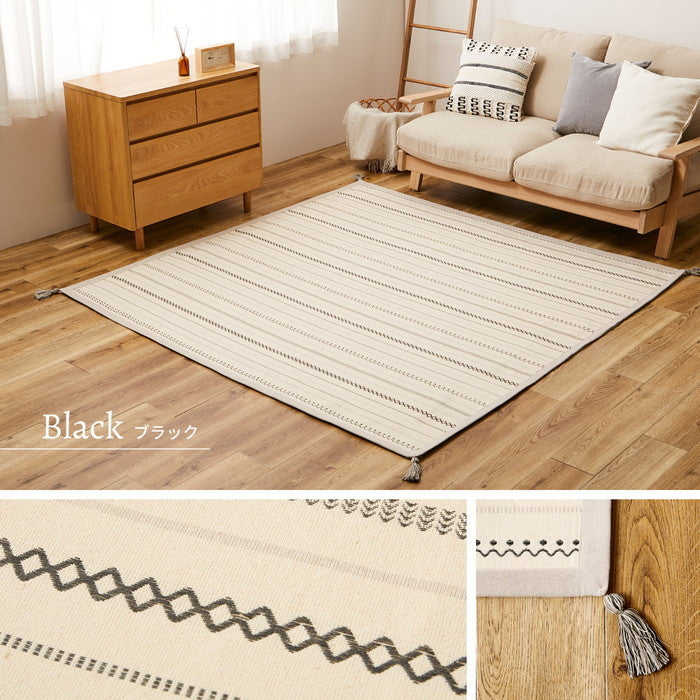 ラグ+アンダーラグの2点セット 洗えるラグ インド綿ラグ ティック 約185×240cm 綿100％ コットン100％ ボンディングラグ 洗濯機で洗える オールシーズン hig-270092320xの画像