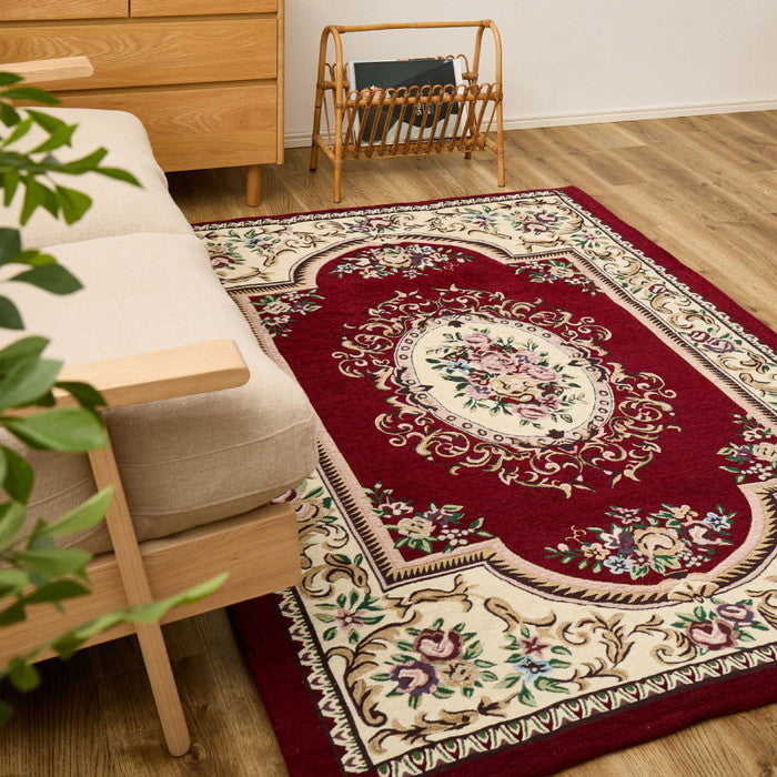 シェニールラグ ダミニ 約130×190cm ウレタン入り ふっくら 厚手 エレガント オリエンタル ジャガード織 オールシーズン hig-270092420xの画像