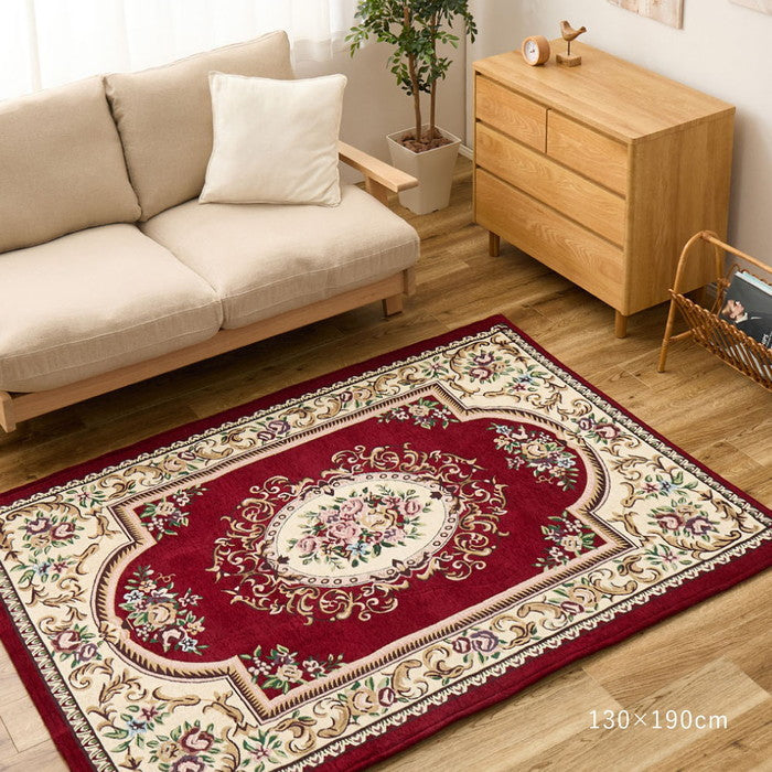 シェニールラグ ダミニ 約130×190cm ウレタン入り ふっくら 厚手 エレガント オリエンタル ジャガード織 オールシーズン hig-270092420xの画像