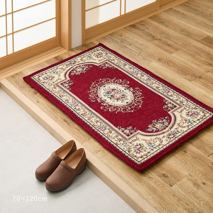 シェニールマット ダミニ 約45×75cm 玄関マット インテリアマット ウレタン入り ふっくら 厚手 室内 屋内 ジャガード織 オールシーズン hig-270092421xの画像