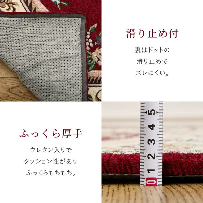 シェニールマット ダミニ 約60×90cm 玄関マット インテリアマット ウレタン入り ふっくら 厚手 室内 屋内 ジャガード織 オールシーズン hig-270092422xの画像