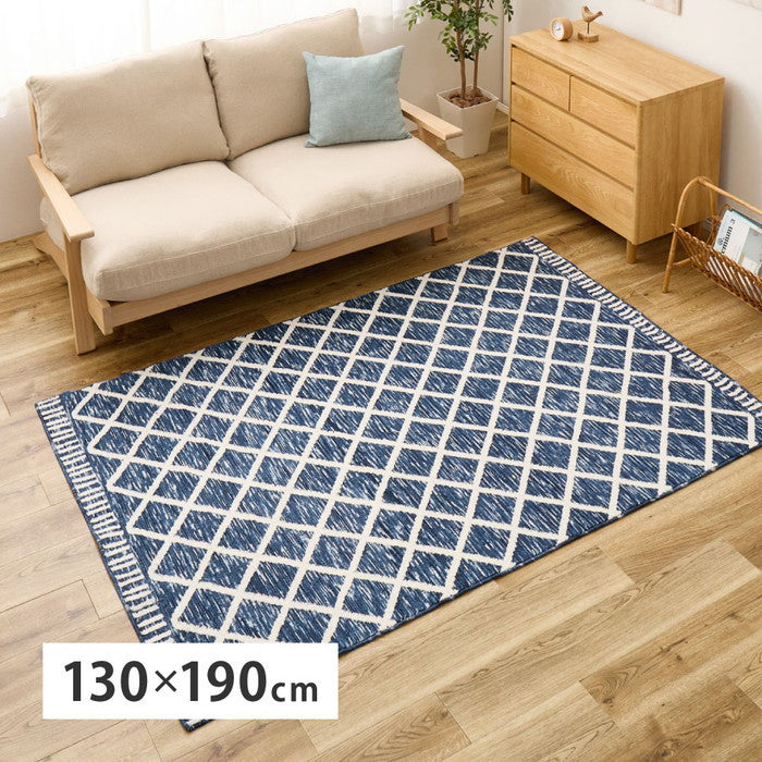 シェニールラグ アイラ 約130×190cm 薄手 北欧 モロッコ風 ジャガード織 オールシーズン hig-270092430xの画像