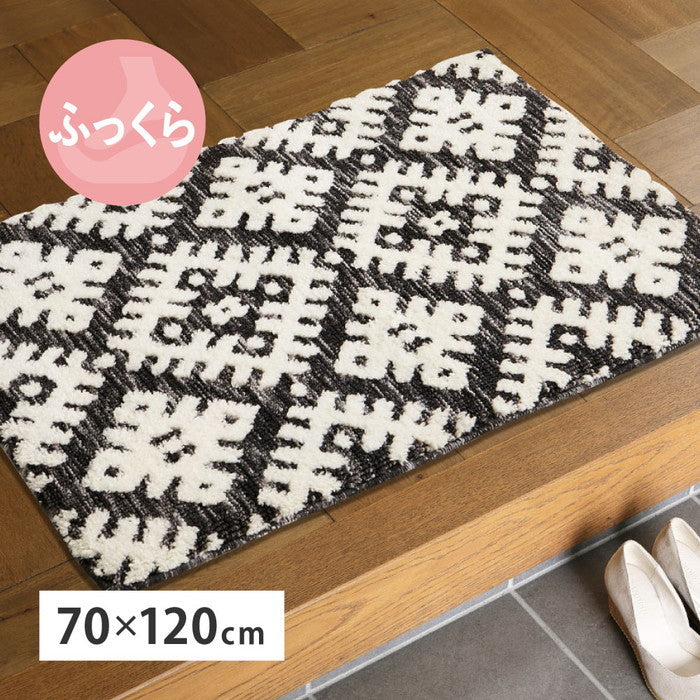 シェニールマット ダッタ 約70×120cm 玄関マット インテリアマット ウレタン入り ふっくら 厚手 室内 屋内 ジャガード織 オールシーズン hig-270092443xの画像