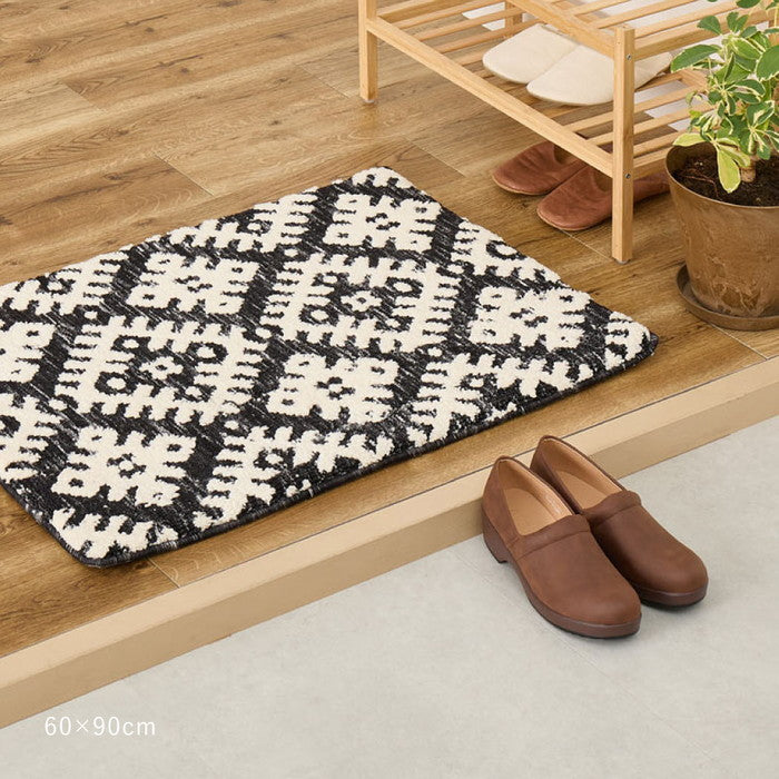 シェニールマット ダッタ 約70×120cm 玄関マット インテリアマット ウレタン入り ふっくら 厚手 室内 屋内 ジャガード織 オールシーズン hig-270092443xの画像