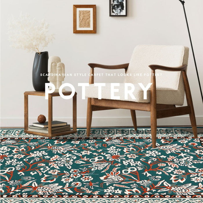 ウールラグ ポタリー 約130×190cm ラグマット カーペット タフトマット タフティングマット 羊毛 手作り hig-270096402xの画像