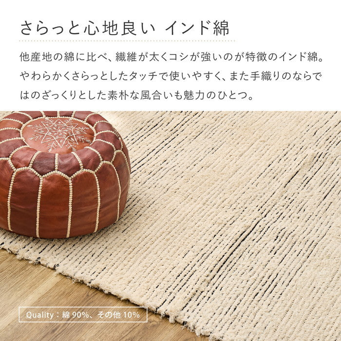 インド綿 ラグ マット チンディ 約50×80cm 裂き織 コットン 手洗い hig-270097700xの画像